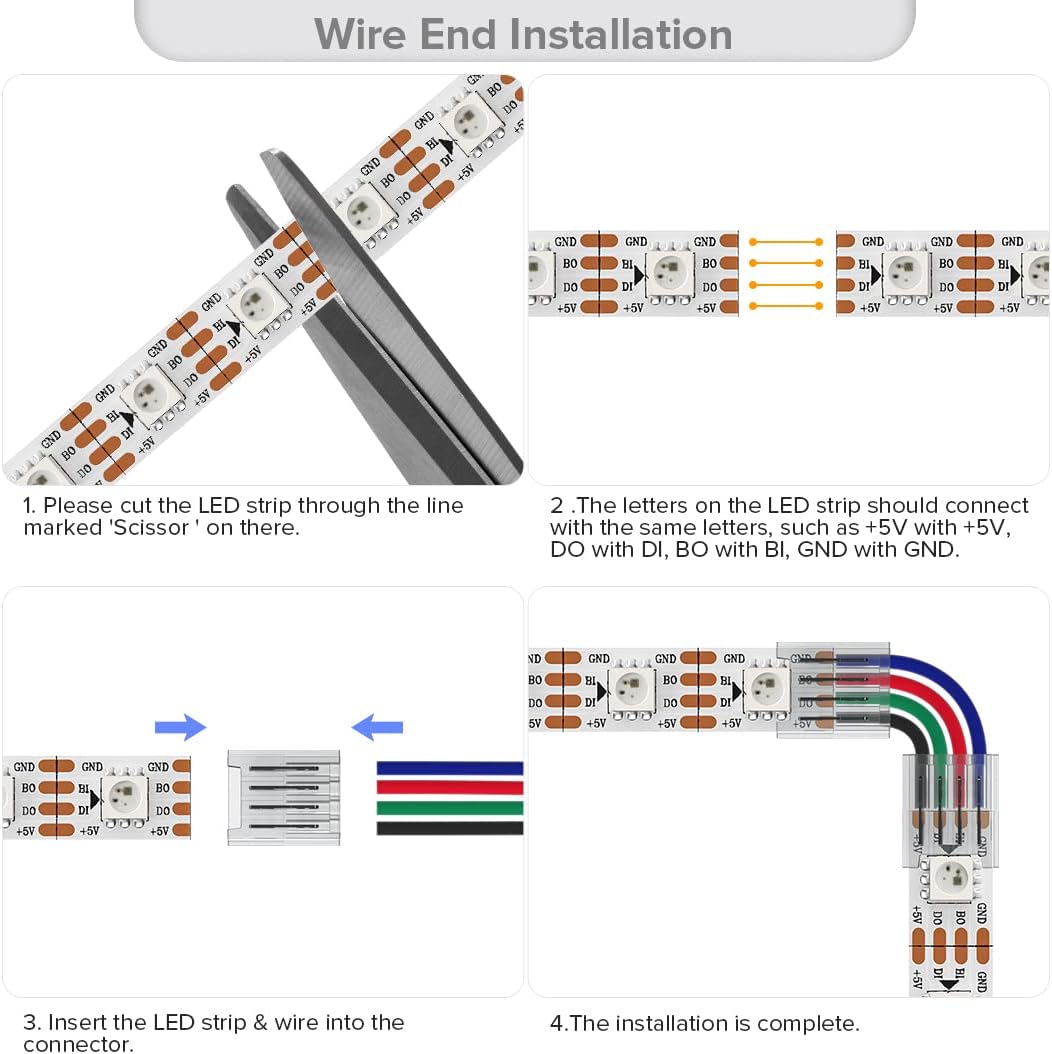 12V and 24V G-Multi Color RGB Strip to Wire Connector