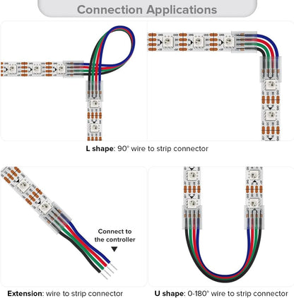 12V and 24V G-Multi Color RGB Strip to Wire Connector