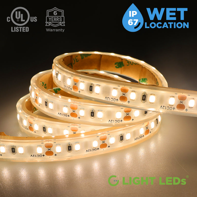 12V DC G Light SMD2835 High Density, IP67 Waterproof, UL Listed,  Warm White, 3000K