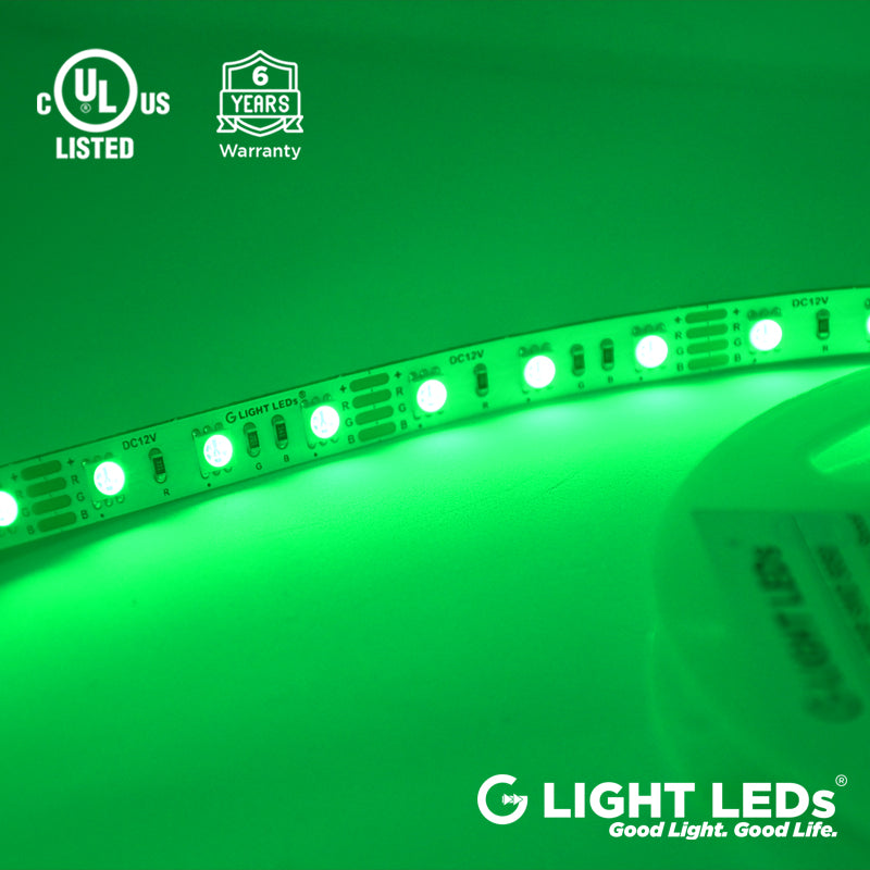 12V RGB LED Strip Light Color Green UL Listed