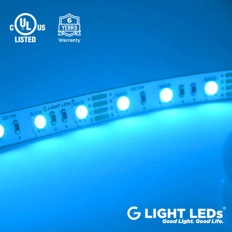 12V RGB LED Strip Light Color Ice Blue UL Listed