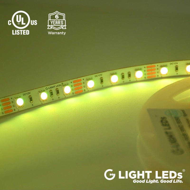 12V RGB LED Strip Light Color Yellow UL Listed