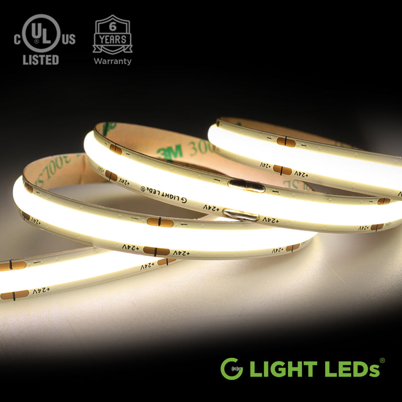 24V DC COB LED Strip Light, UL Listed, Neutral White, 4000K