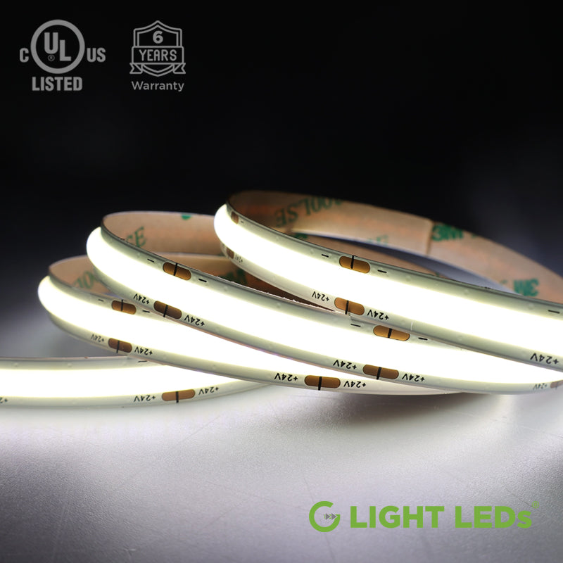 24V DC COB LED Strip Light, UL Listed, Cool White, 5000K