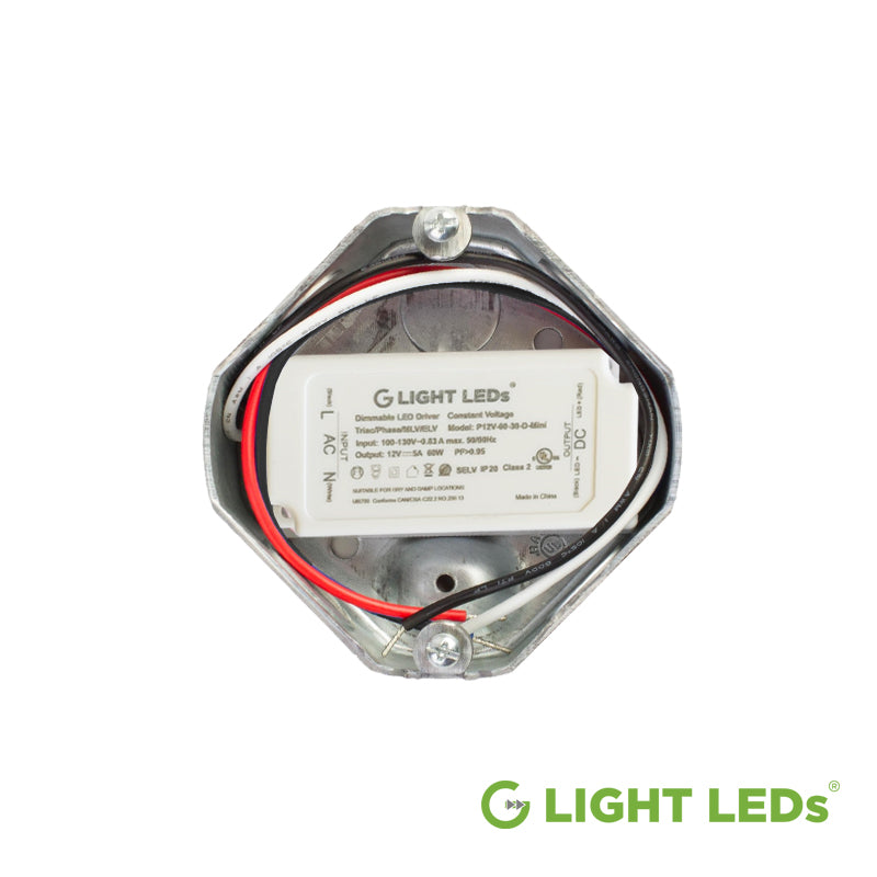 Standard 4" electrical box with G Light Mini Driver