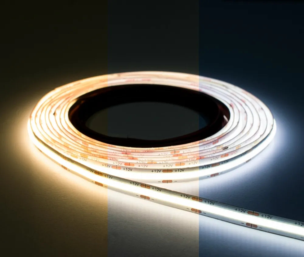 12V & 24V G-Light Tunable White COB LED Strip 2700K-6500K  16.4ft IP30 & IP67 Waterproof  UL-Listed