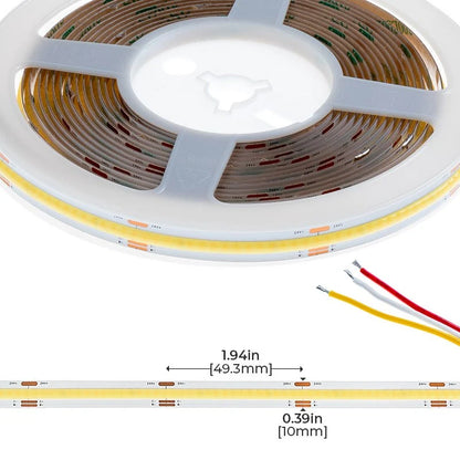 12V & 24V G-Light Tunable White COB LED Strip 2700K-6500K  16.4ft IP30 & IP67 Waterproof  UL-Listed